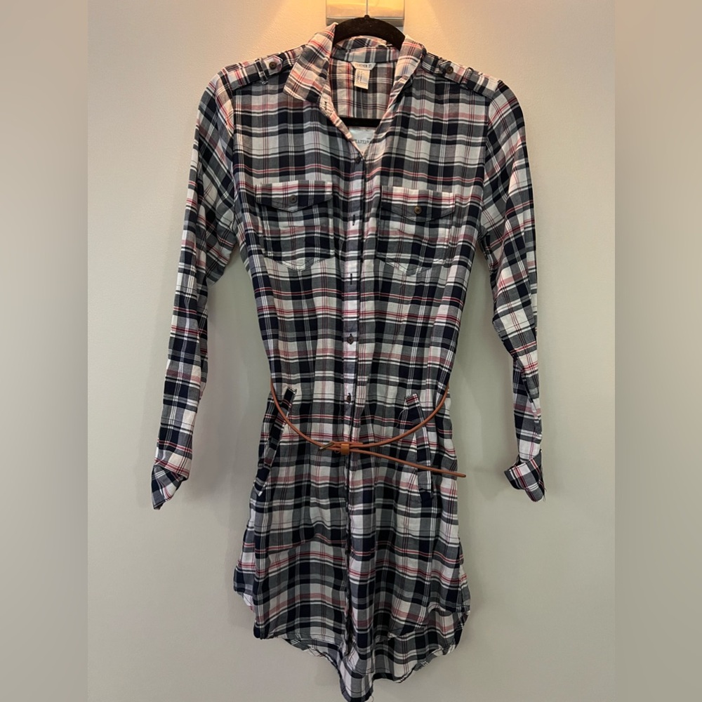New with tags! Fall dress with belt! Plaid!